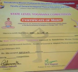 State Level Yoga Competition 2019 winner R siva-VIDAYA VIKASINI OPPORTUNITY SCHOOL