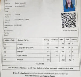 Ms.Sowndarya S for having passed class 12th with commendable mark