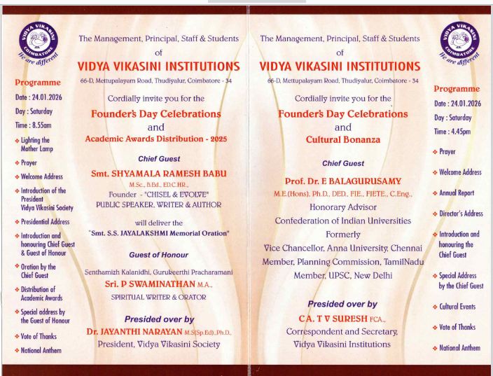vidyavikasini founders-day-2026 coimbatore
